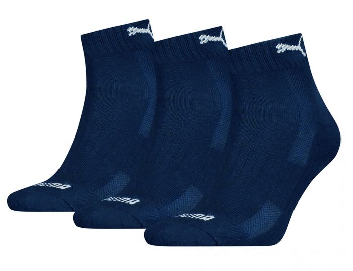 PUMA Cushioned Quartersokken Unisex 3-Pack Navy