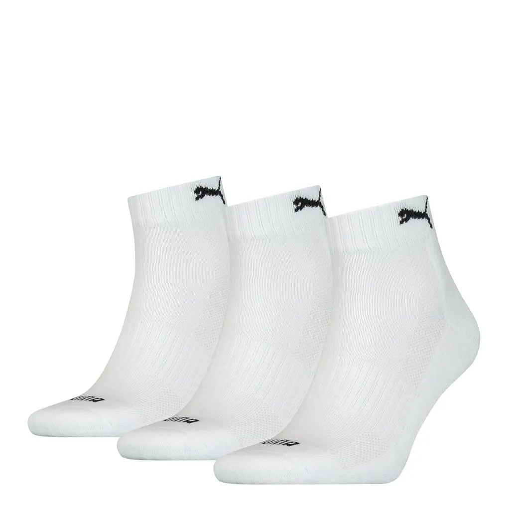 PUMA Cushioned Quartersokken Unisex 3-Pack Wit