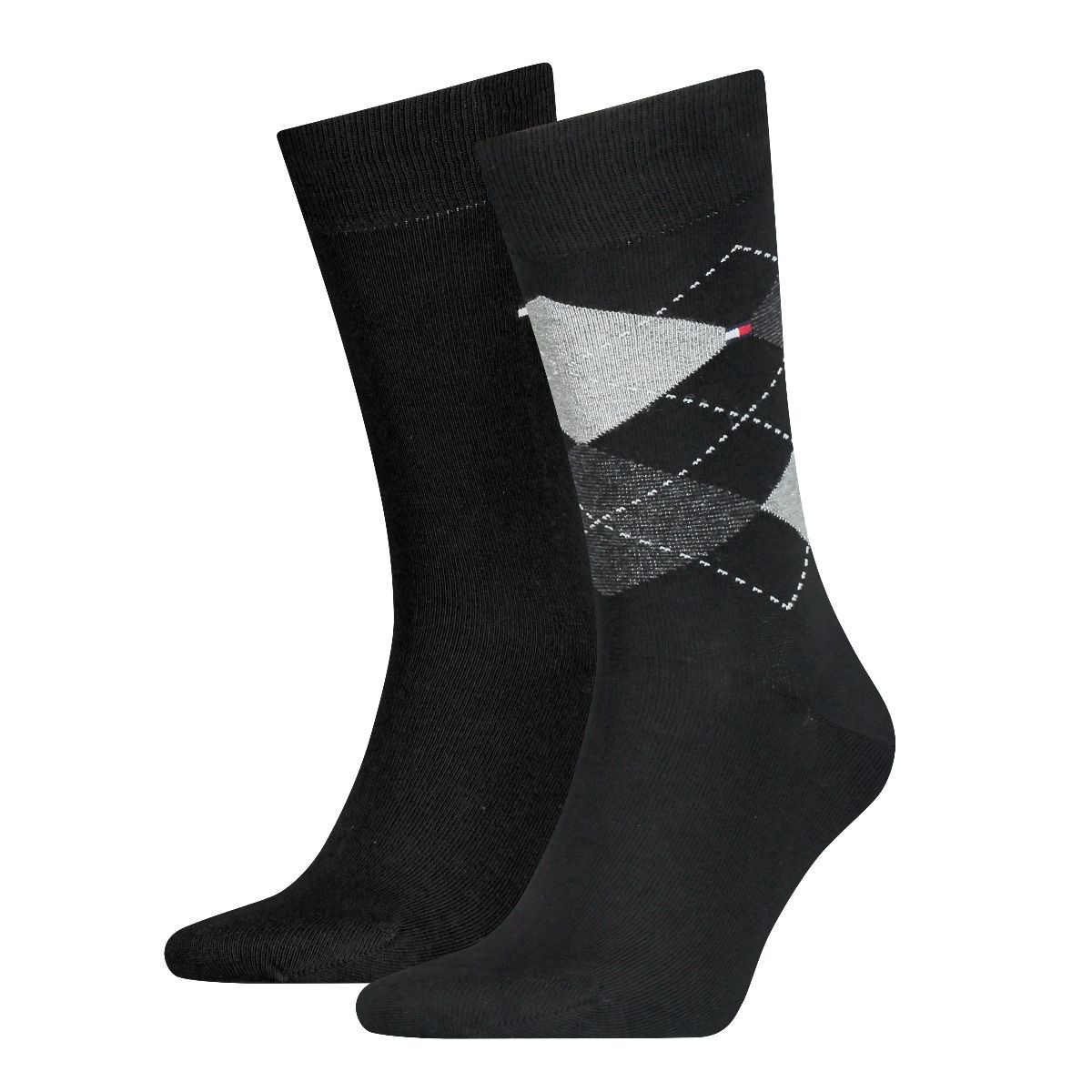 Tommy Hilfiger Herensokken Check 2-Pack Zwart