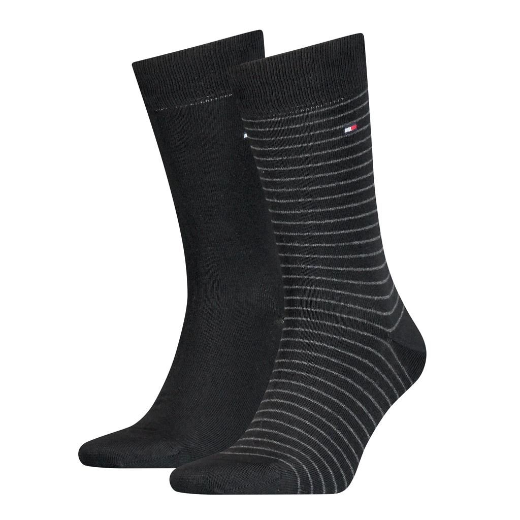 Tommy Hilfiger Herensokken Small Stripe 2-Pack Zwart