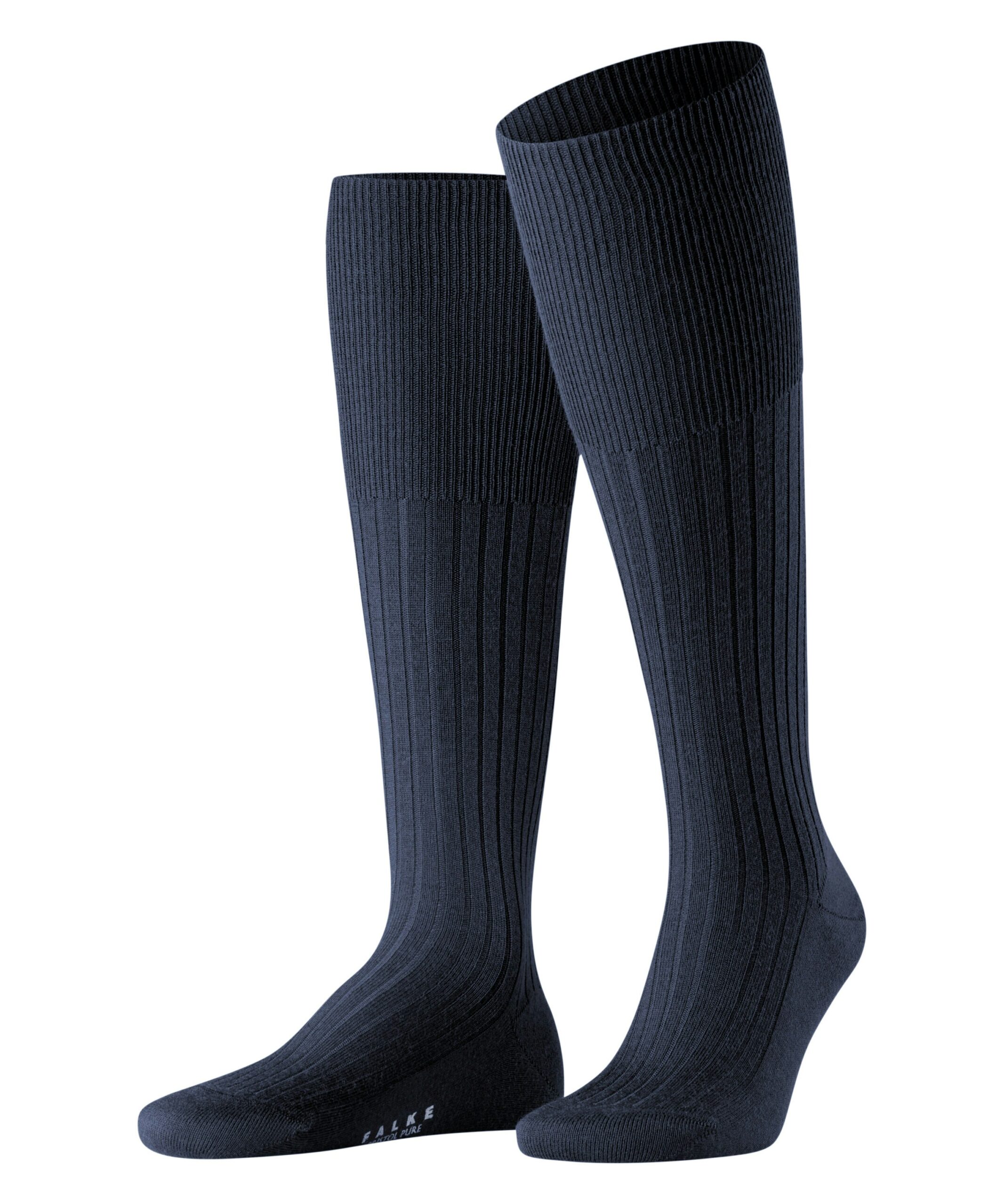FALKE Heren Kniekous Bristol Pure Dark Navy