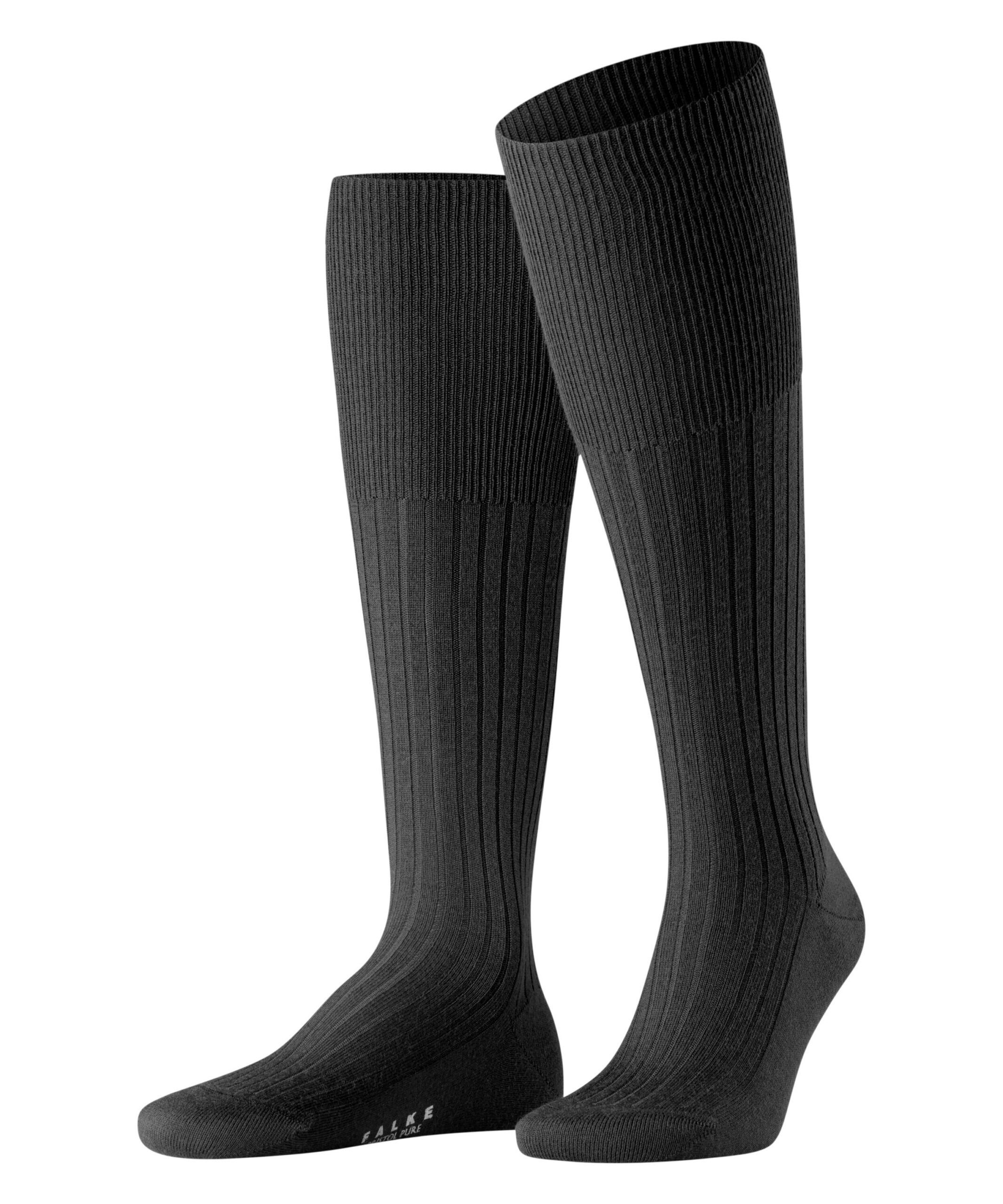 FALKE Heren Kniekous Bristol Pure Zwart