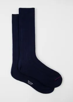 Paul Smith Herensokken Rib Plain Donkerblauw