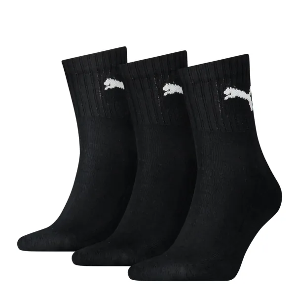 PUMA Unisex Short Sportsokken 3-Pack Zwart