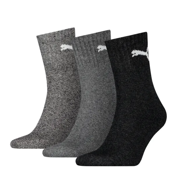 PUMA Unisex Short Sportsokken 3-Pack Antraciet Melange