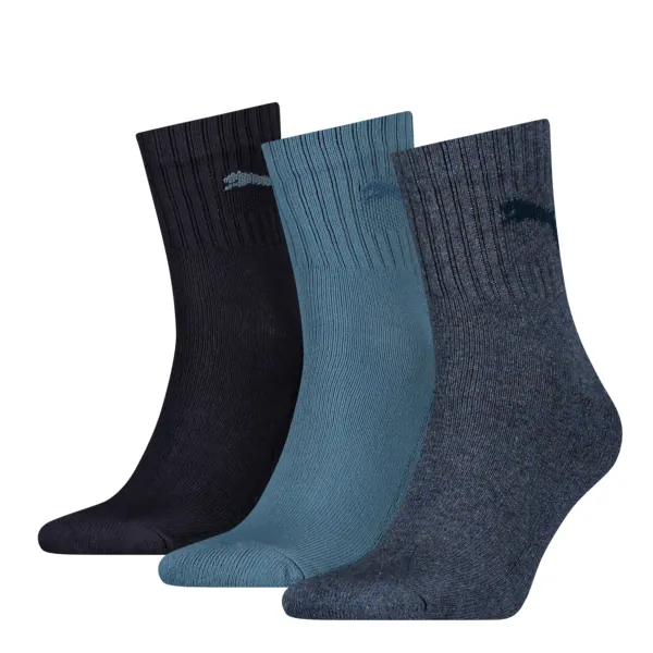 PUMA Unisex Short Sportsokken 3-Pack Denim Blue