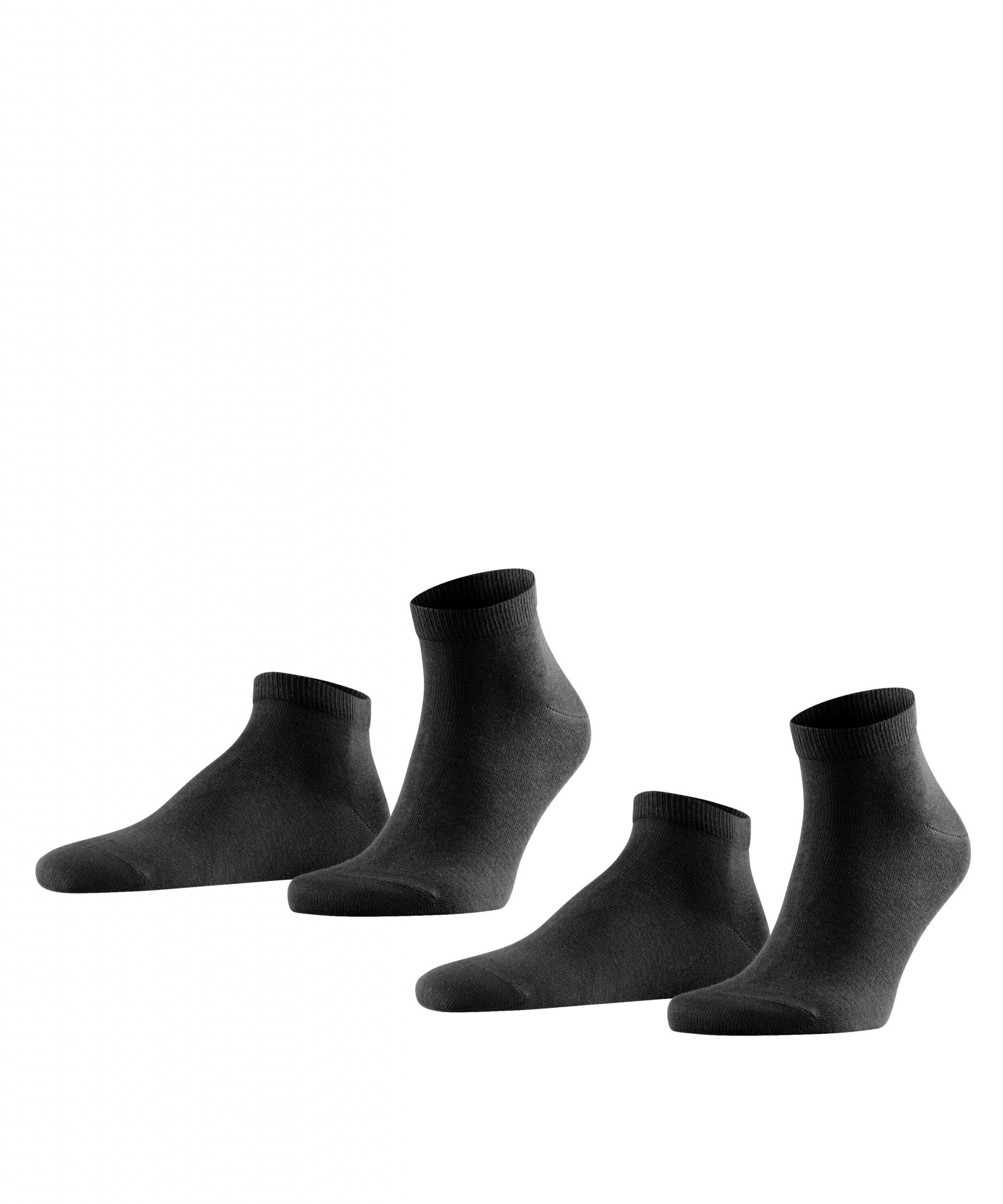 FALKE Heren Sneakersokken Happy 2-Pack Zwart