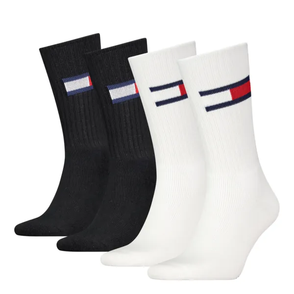 Tommy Jeans Unisex Sportsokken Flag 4-pack Wit / Zwart