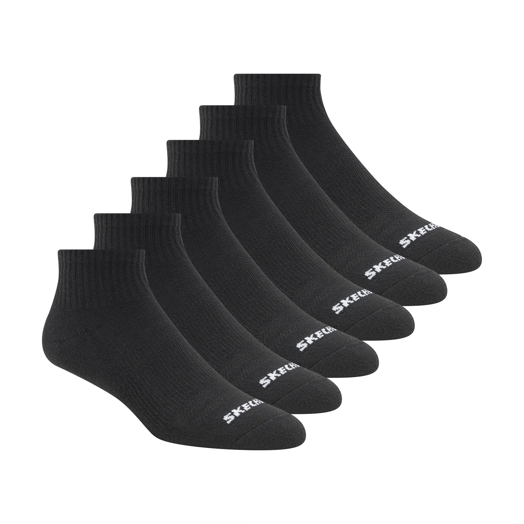 Skechers Unisex Quartersokken 6-Pack Zwart