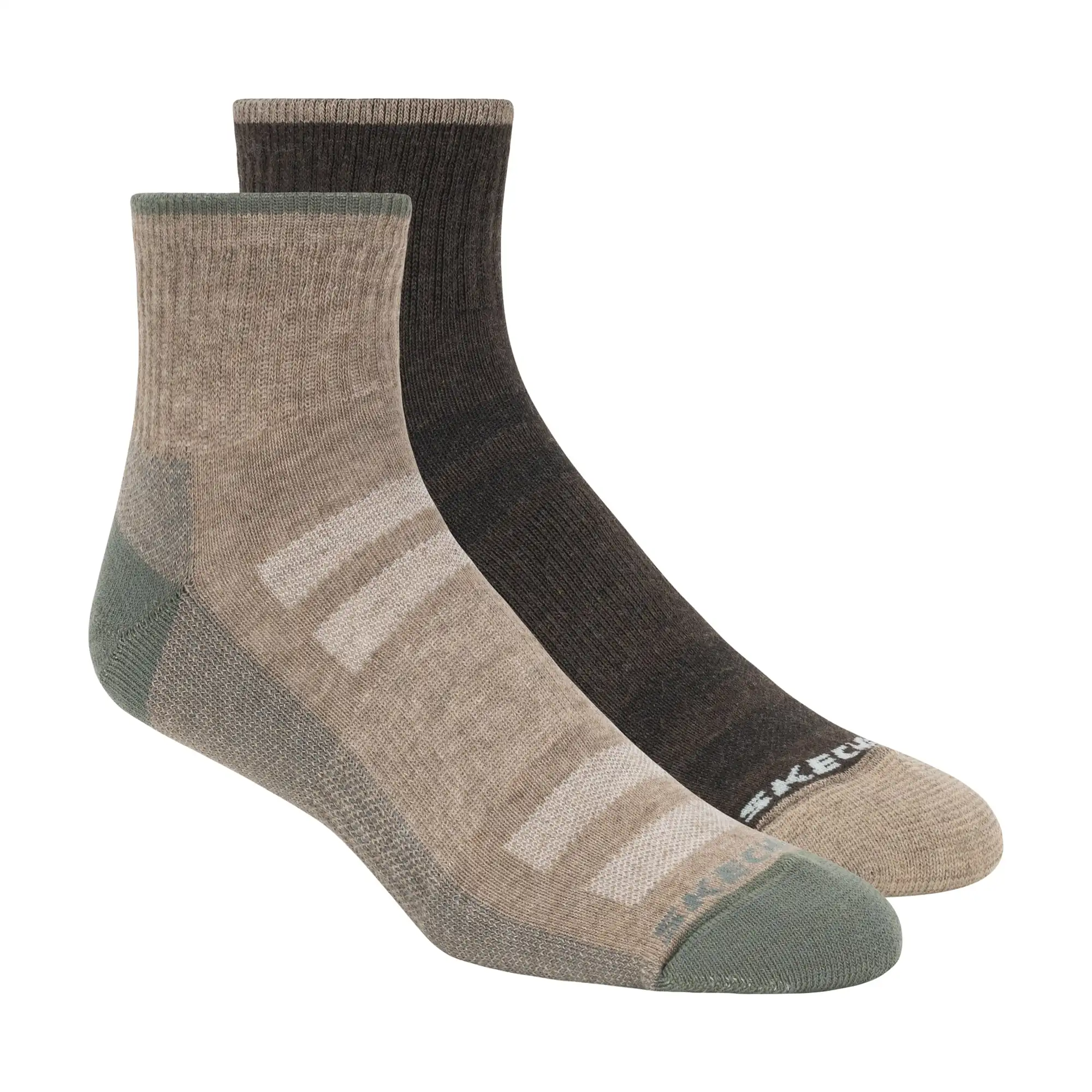 Skechers Heren Quarter Wandelsokken Coolmax 2-Pack Beige
