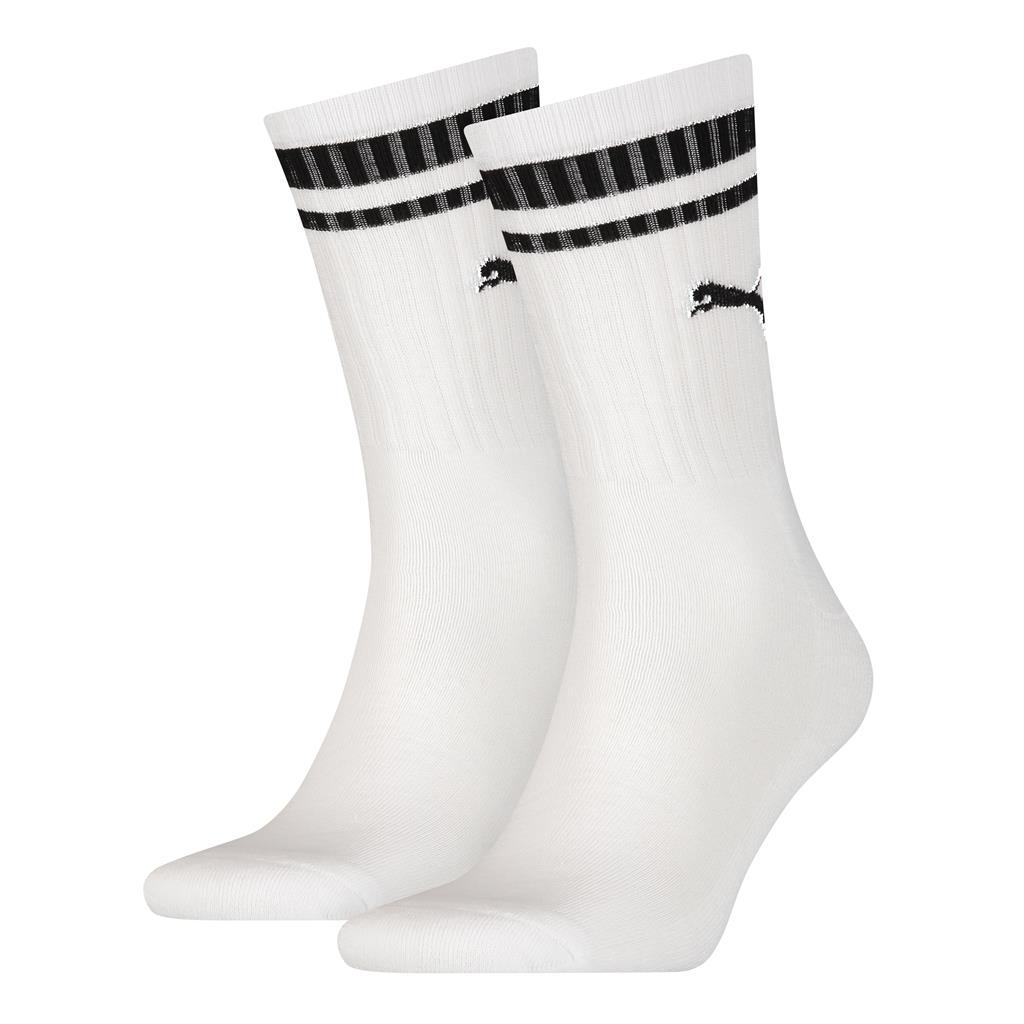 PUMA Unisex Sportsokken Heritage Stripe 2-pack Wit
