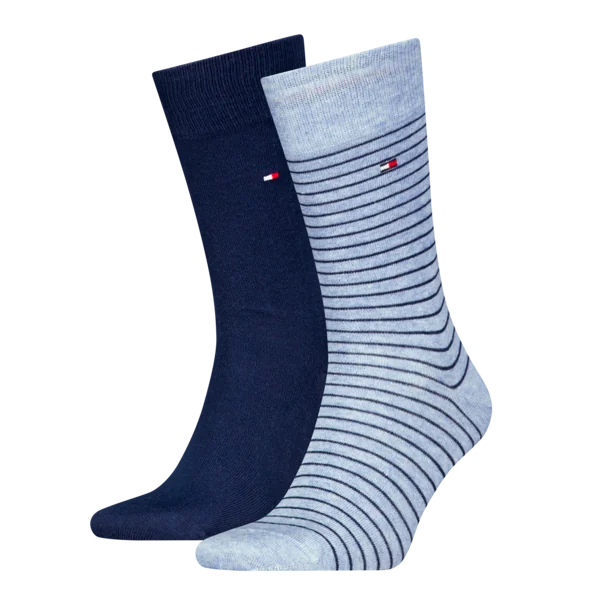 Tommy Hilfiger Herensokken Small Stripe 2-Pack Light Blue Melange
