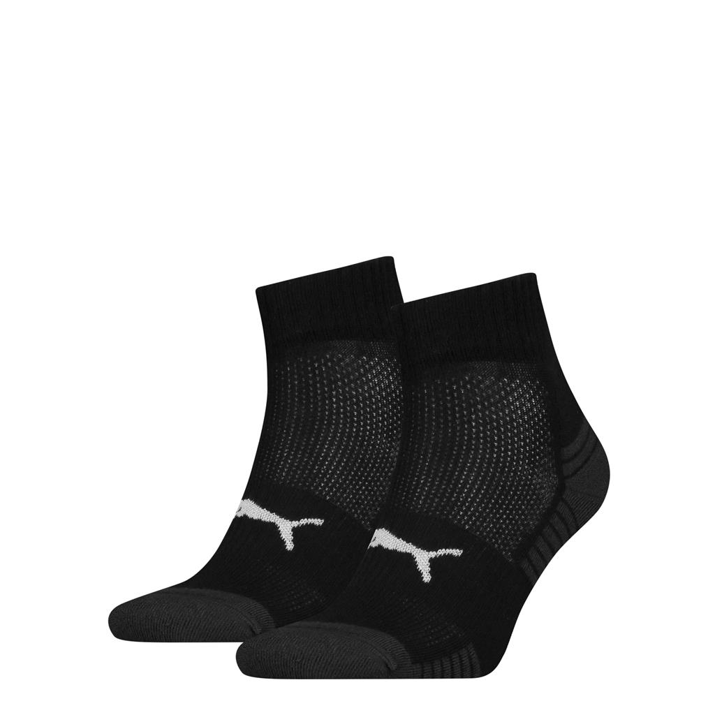 PUMA Sport Cushioned Quartersokken Unisex 2-Pack Zwart