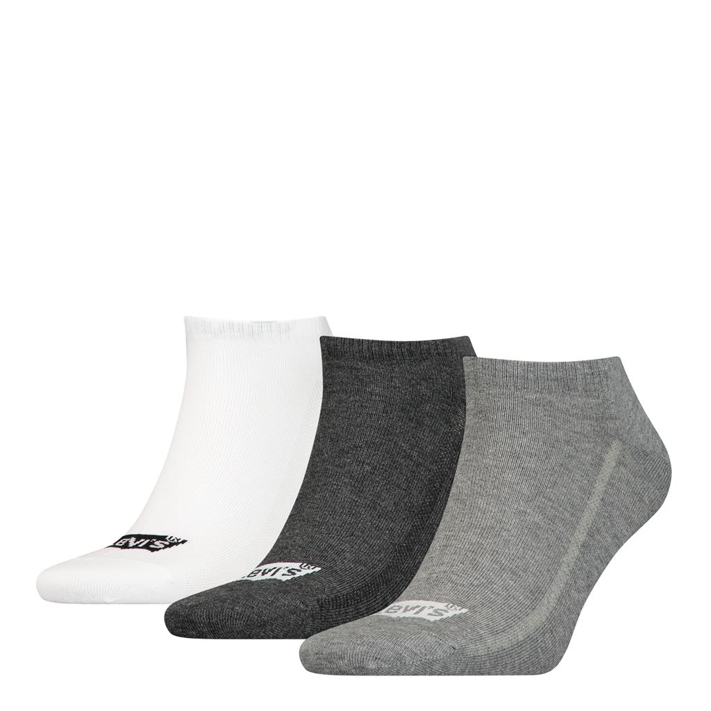 Levi's Heren Sneakersokken Low Cut Batwing Logo 3-Pack Grey Combo