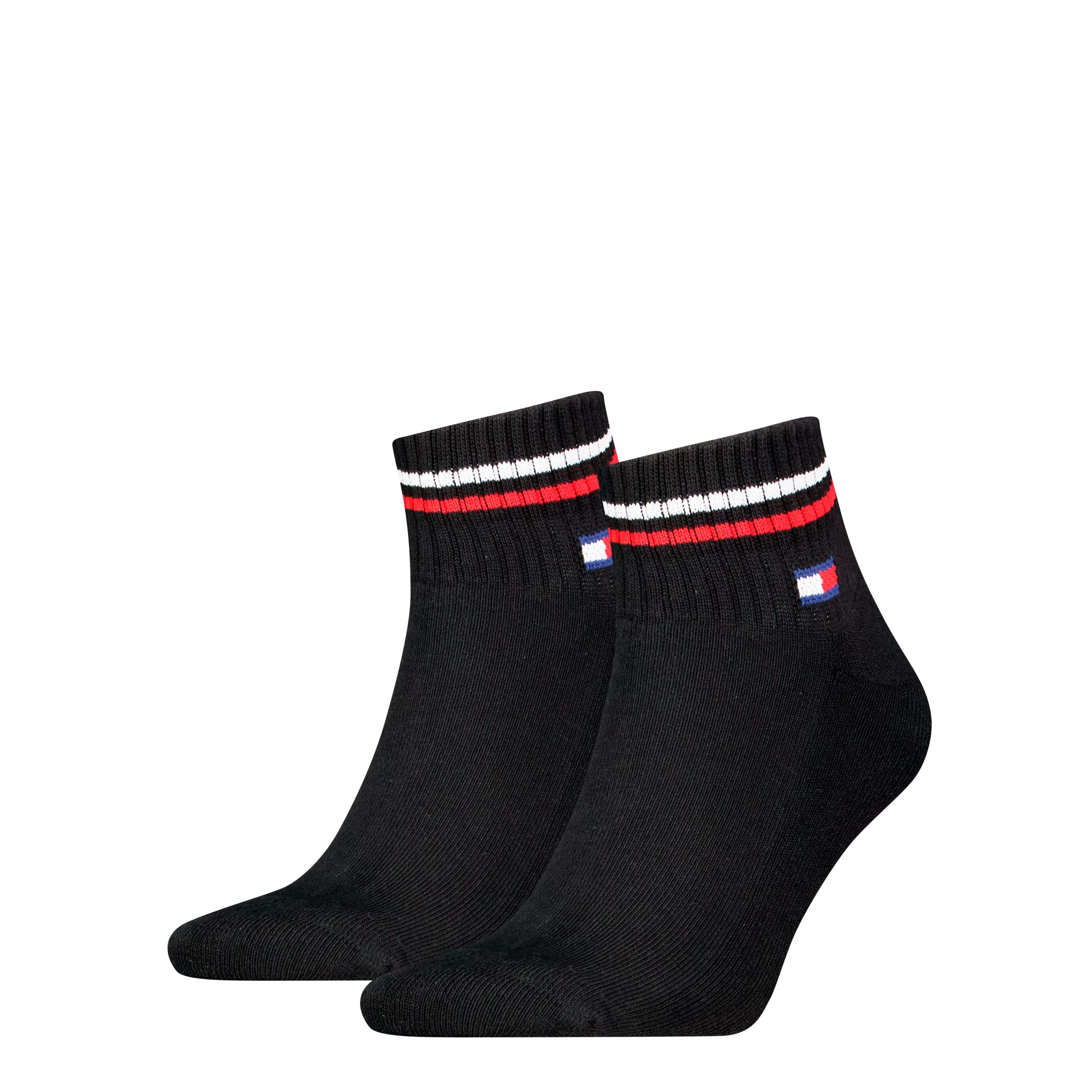 Tommy Jeans Unisex Iconic Quartersokken 2-Pack Zwart