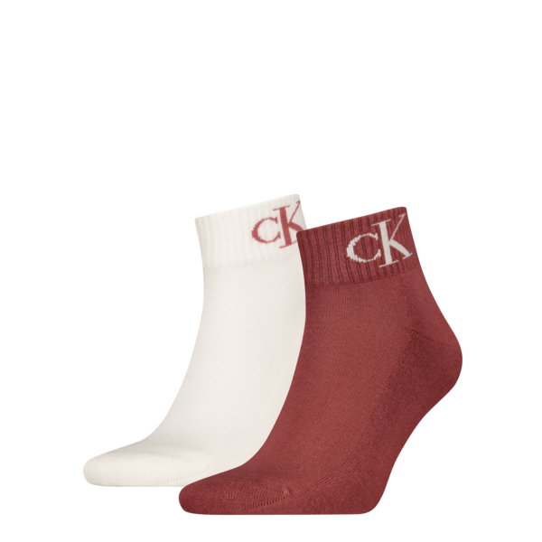 Calvin Klein Jeans Heren Quartersokken 2-Pack Monogram Burgundy Red