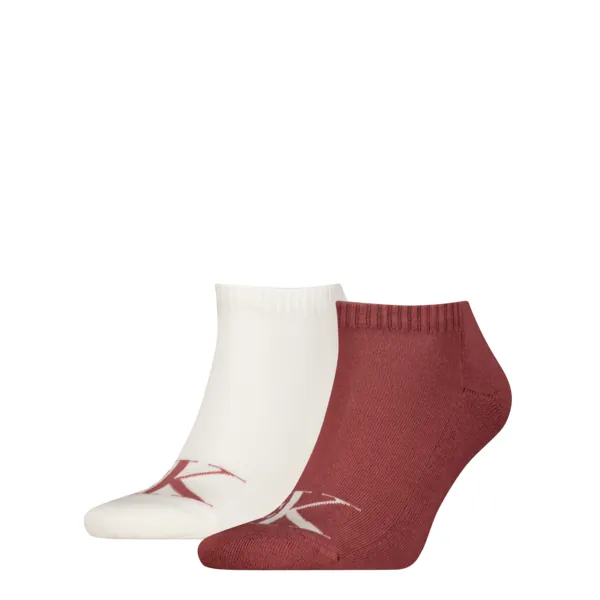 Calvin Klein Jeans Heren Sneakersokken 2-Pack Monogram Burgundy Red