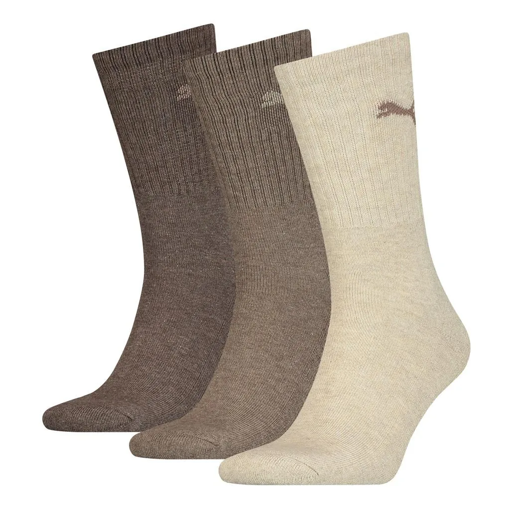 PUMA Unisex Sportsokken 3-Pack Light Brown Melange