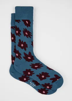 Paul Smith Herensokken Big Flower Turquoise