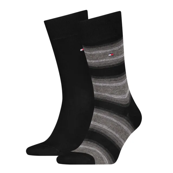 Tommy Hilfiger Herensokken Gradient Stripe 2-Pack Zwart