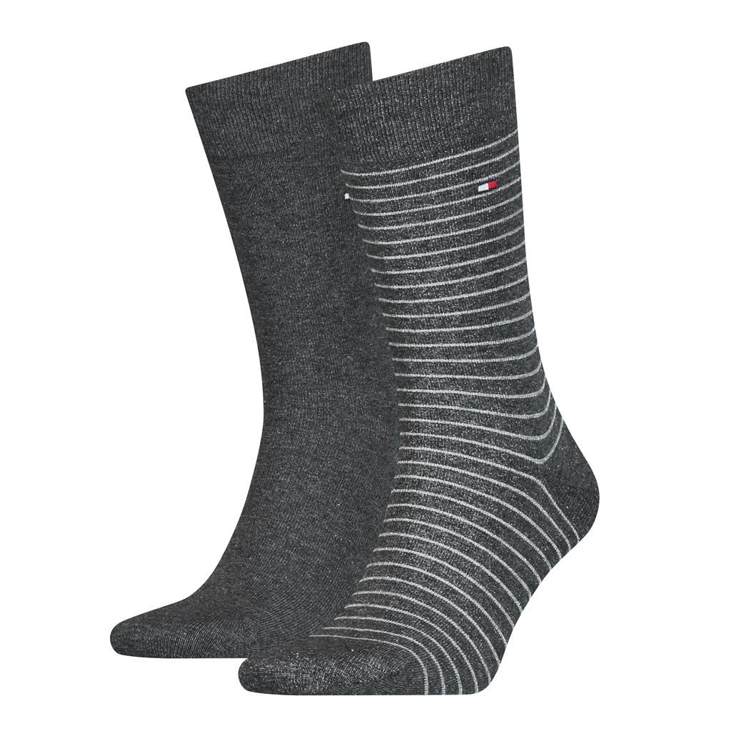 Tommy Hilfiger Herensokken Small Stripe 2-Pack Antraciet