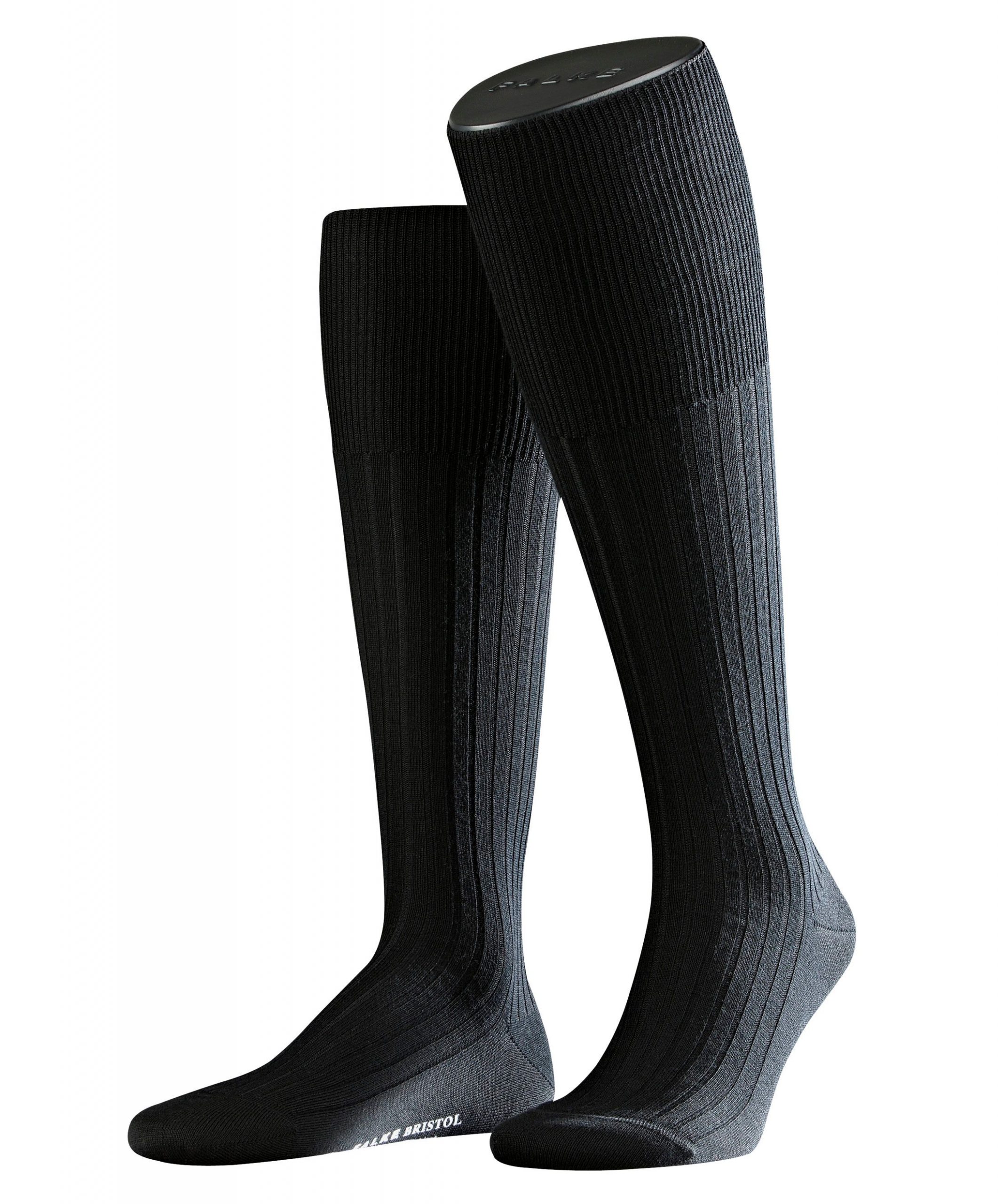 FALKE Heren Kniekous Bristol Pure Zwart