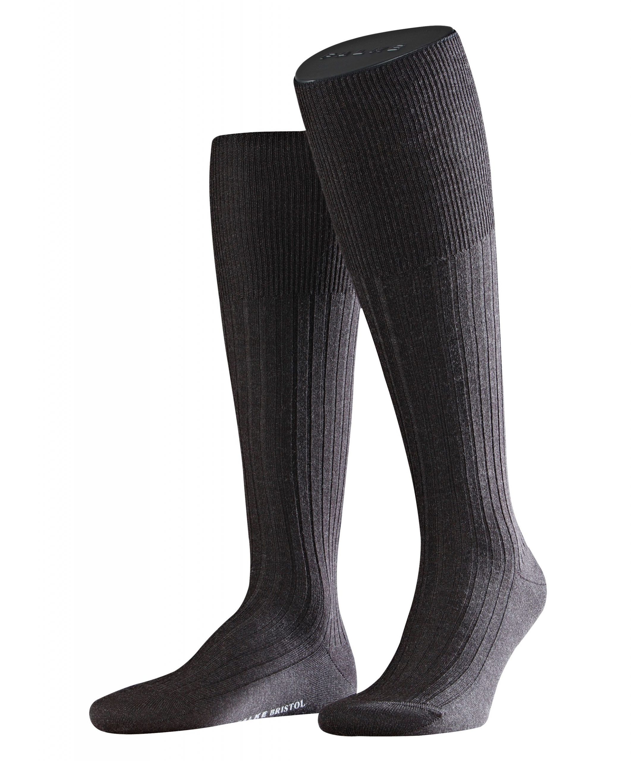FALKE Heren Kniekous Bristol Pure Antraciet
