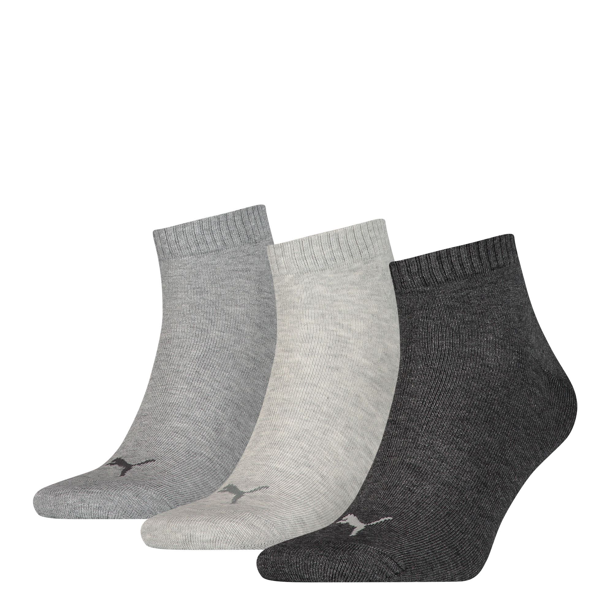 PUMA Quartersokken Unisex 3-Pack Antraciet