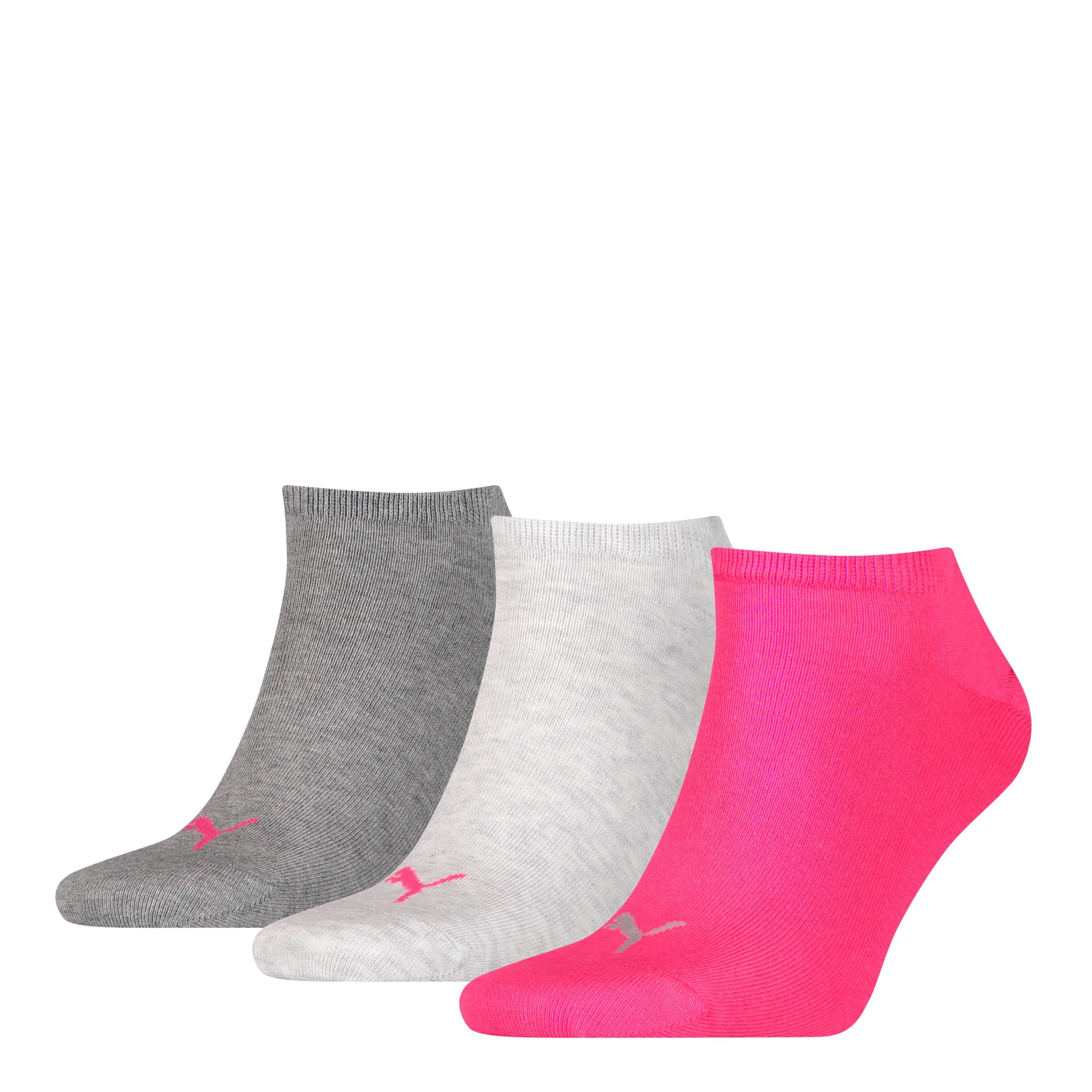 PUMA Sneakersokken Unisex 3-Pack Middle Grey Melange / Pink