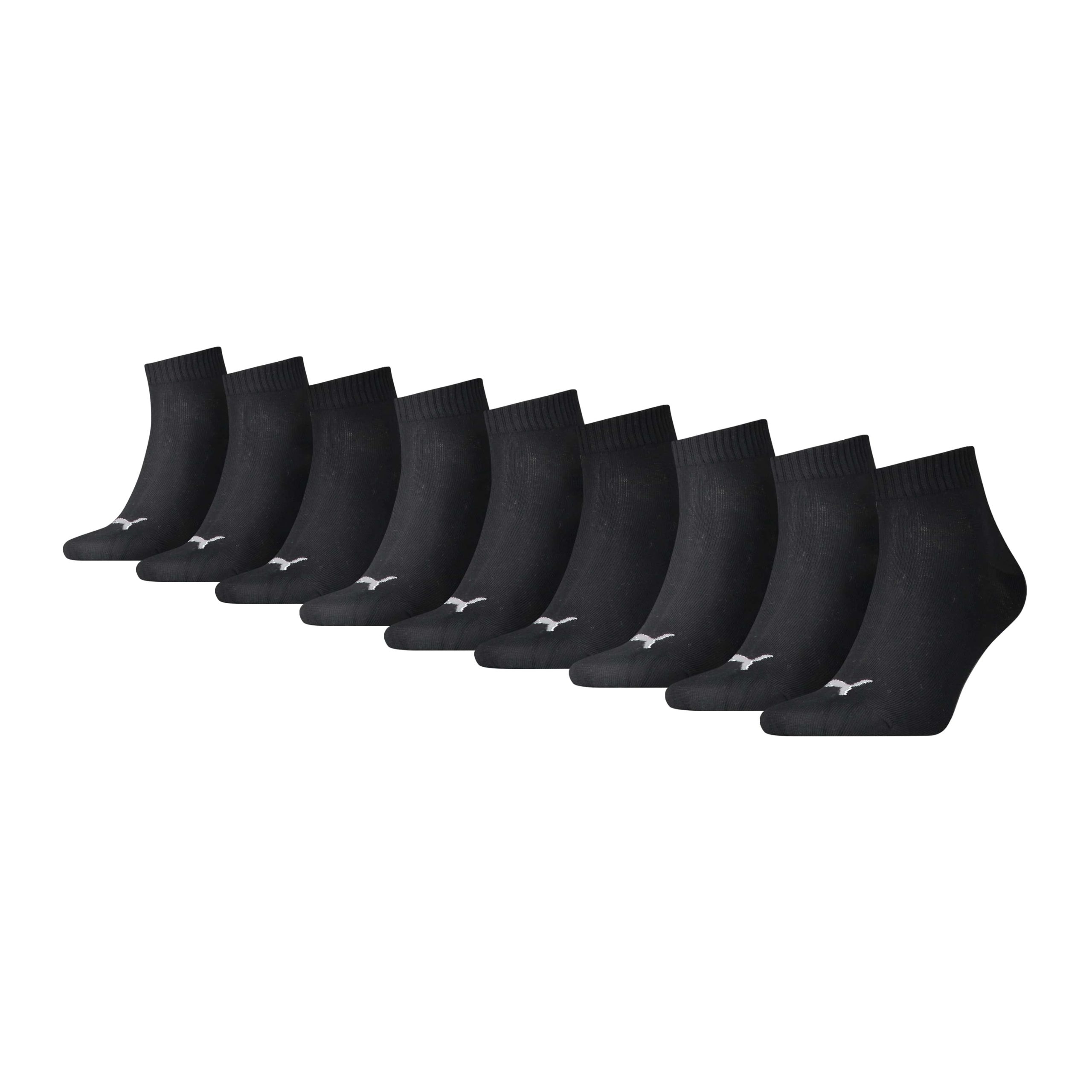 PUMA Quartersokken Unisex 9-Pack Zwart