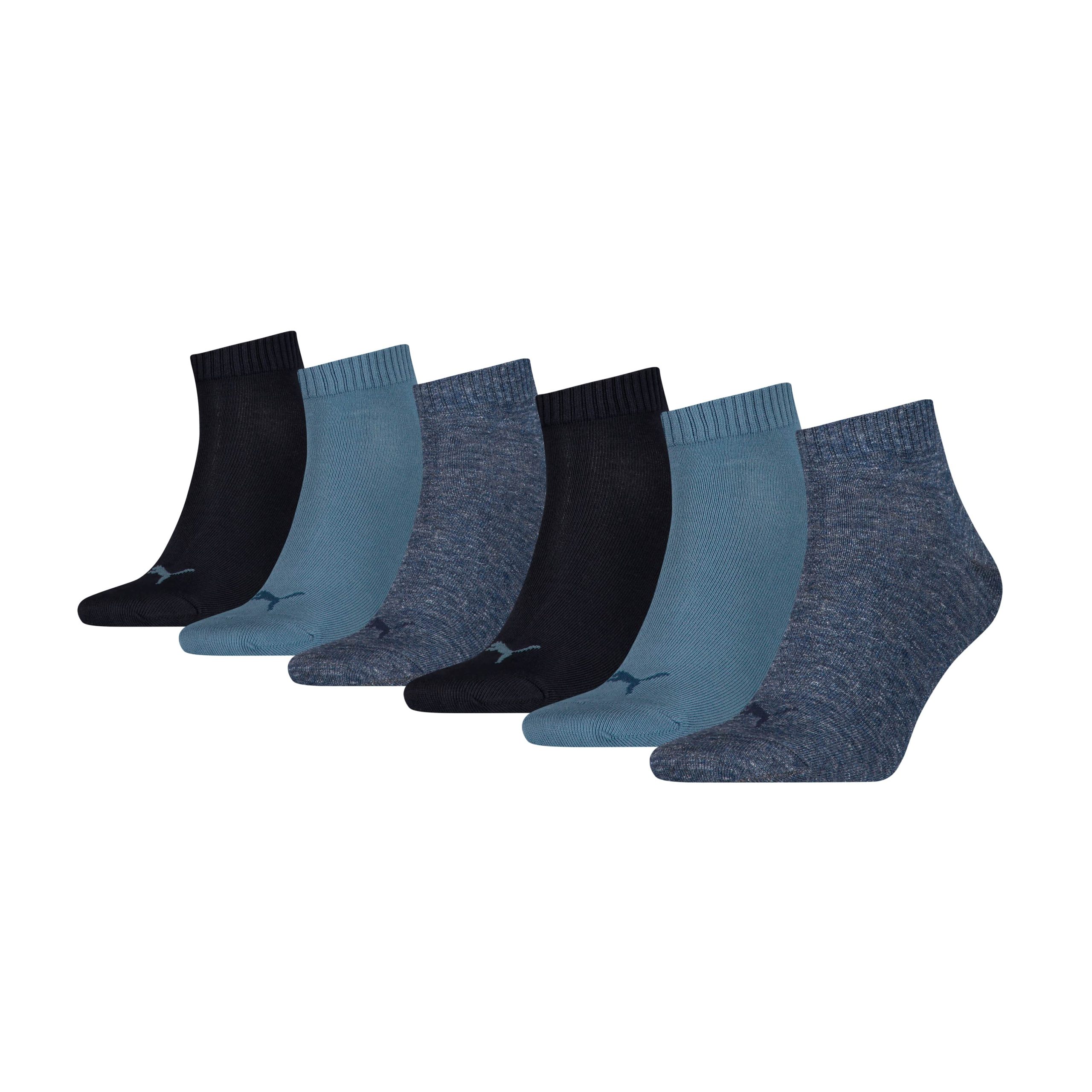 PUMA Quartersokken Unisex 6-Pack Blue Combo