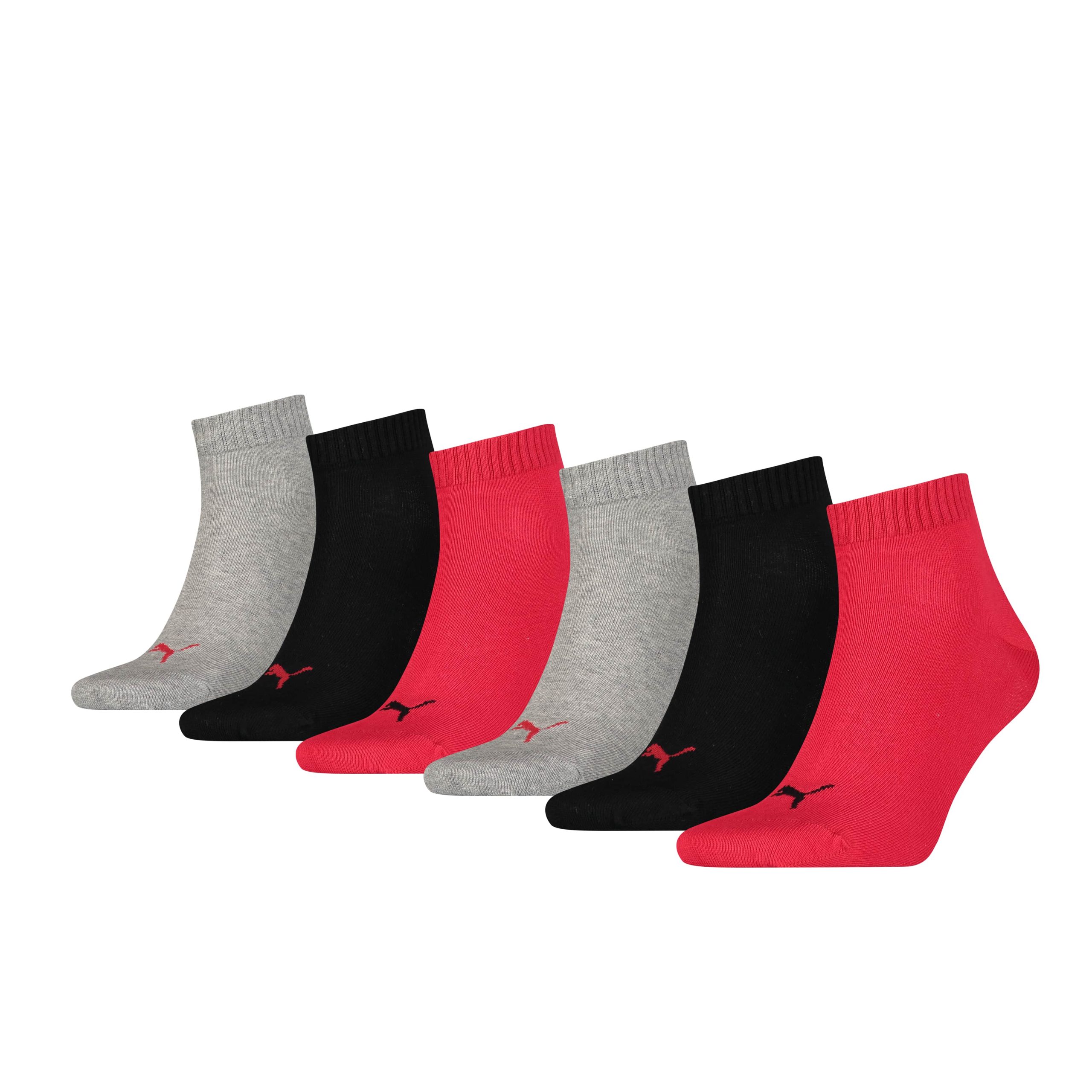 PUMA Quartersokken Unisex 6-Pack Black / Red