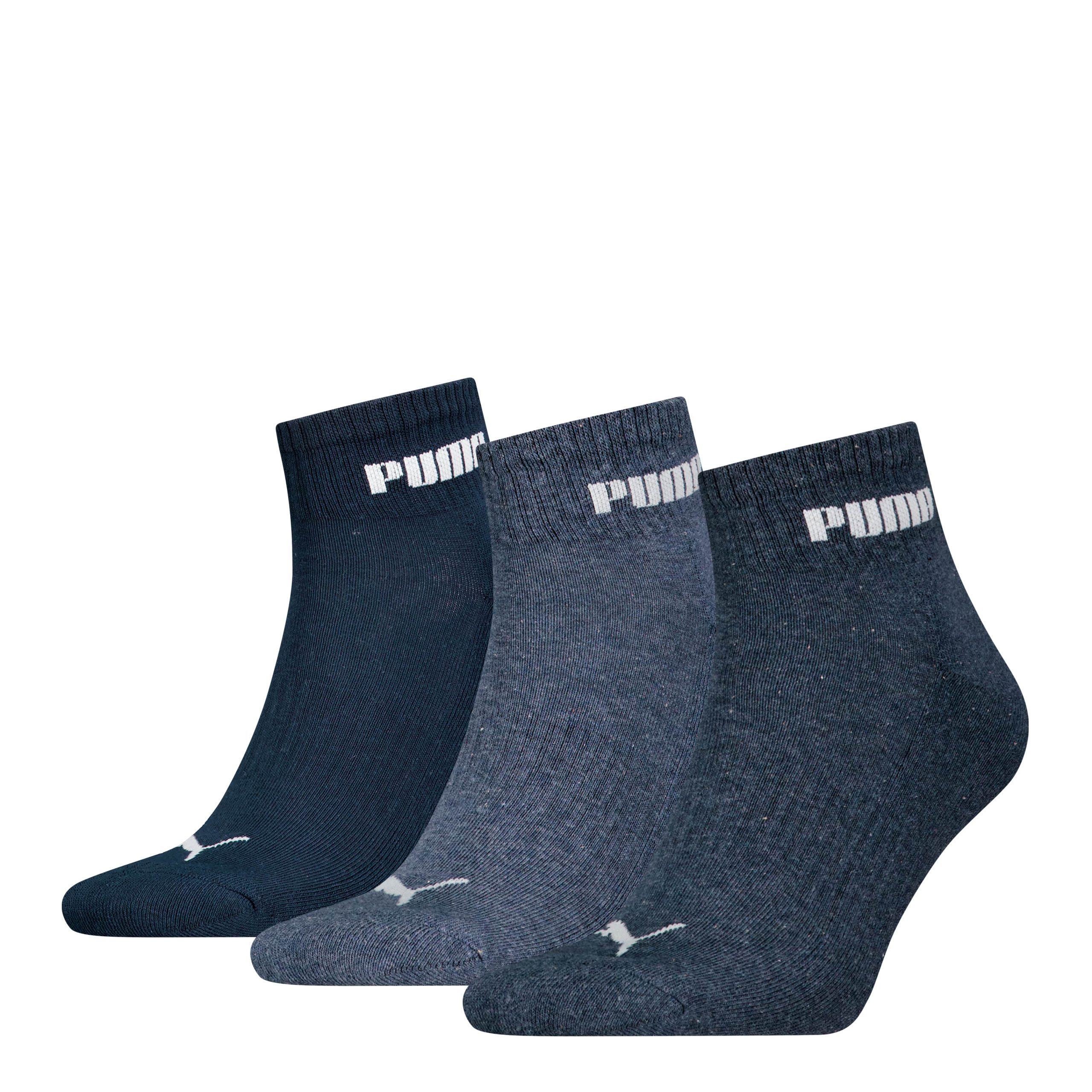 PUMA Cushioned Quartersokken Unisex 3-Pack Denim Melange