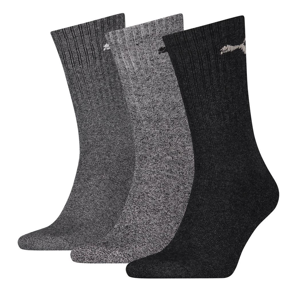 PUMA Unisex Sportsokken 3-Pack Antraciet Melange