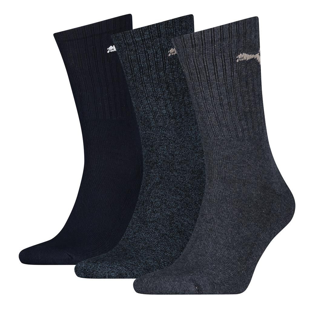 PUMA Unisex Sportsokken 3-Pack Navy Melange