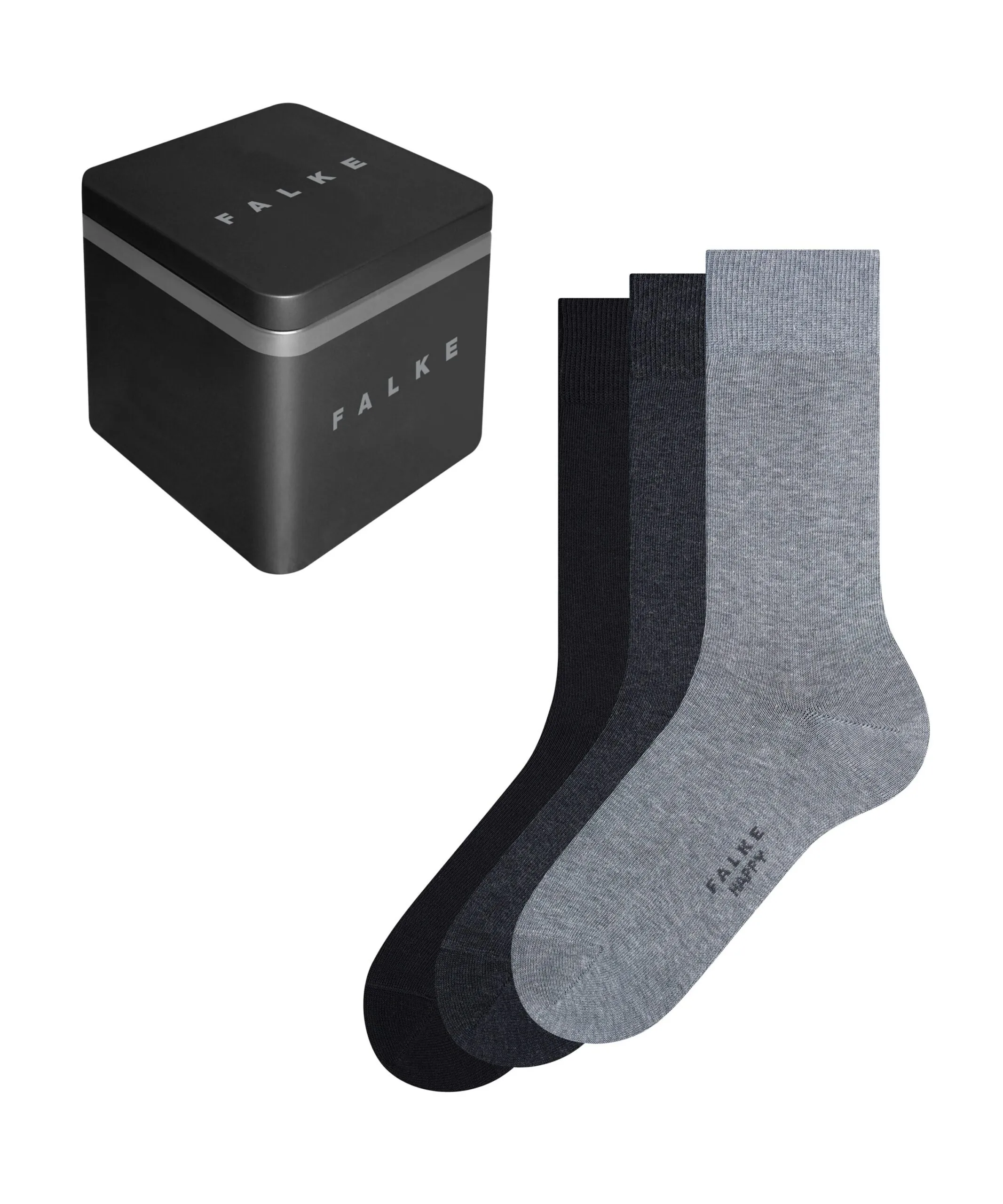 FALKE Herensokken Happy Gift 3-Pack Zwart