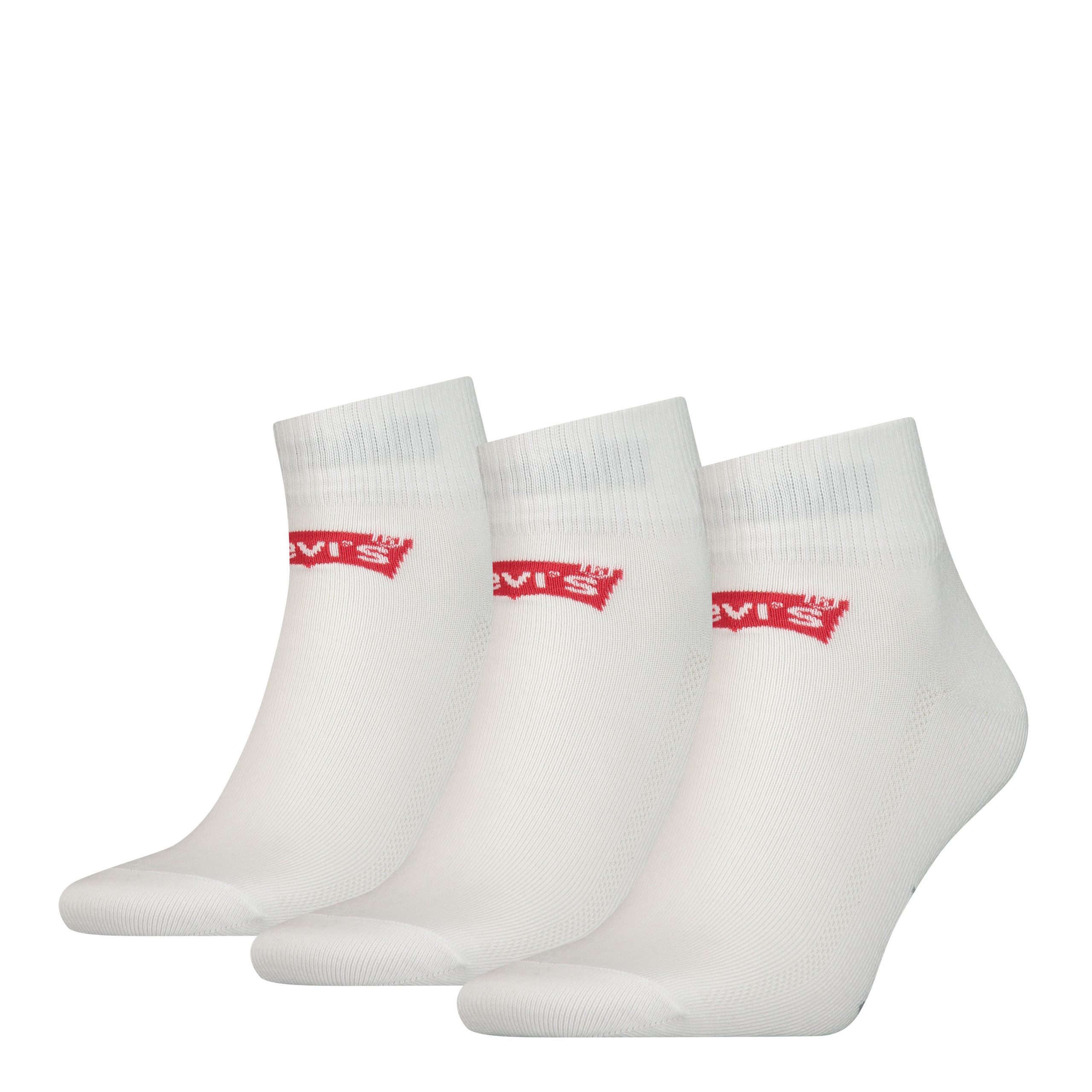 Levi's Heren Quartersokken Mid Cut Batwing Logo 3-Pack Wit