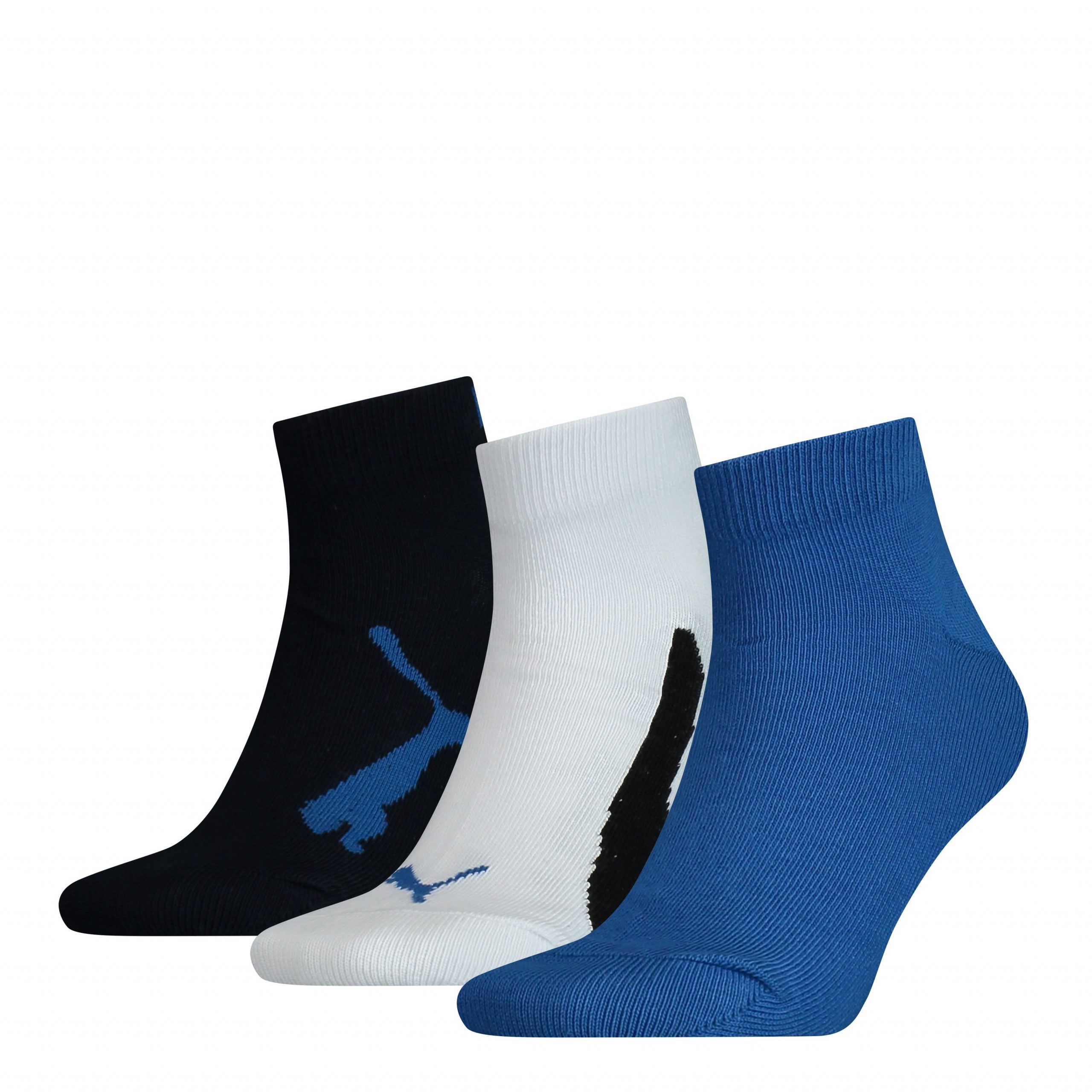 PUMA Quartersokken Kids 3-Pack Blauw / Wit - 31-34
