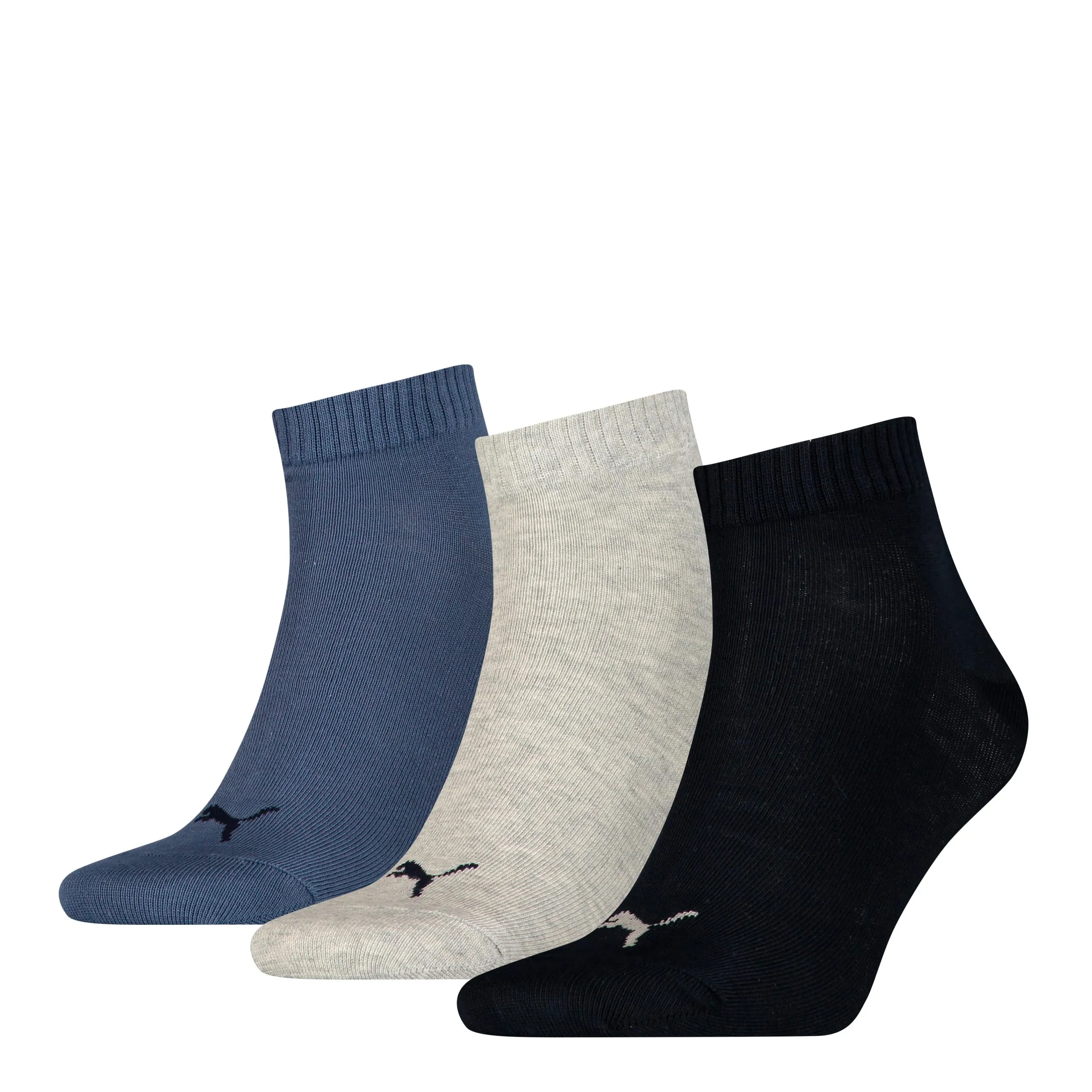 PUMA Quartersokken Unisex 3-Pack Navy / Grey / Nightshadow Blue