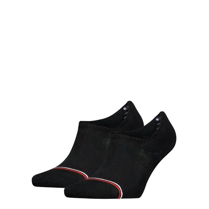 Tommy Jeans Unisex Iconic Footies High Cut 2-Pack Zwart