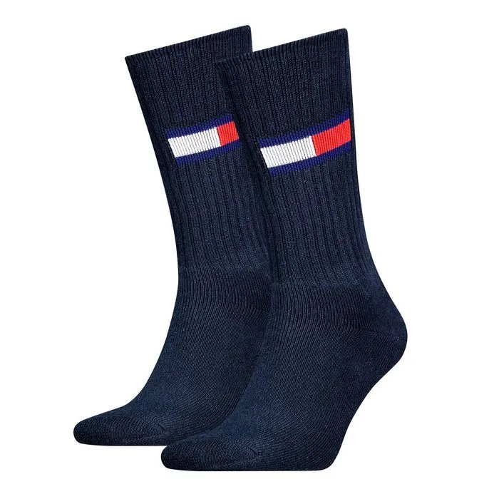 Tommy Jeans Unisex Sportsokken Flag 2-Pack Blauw