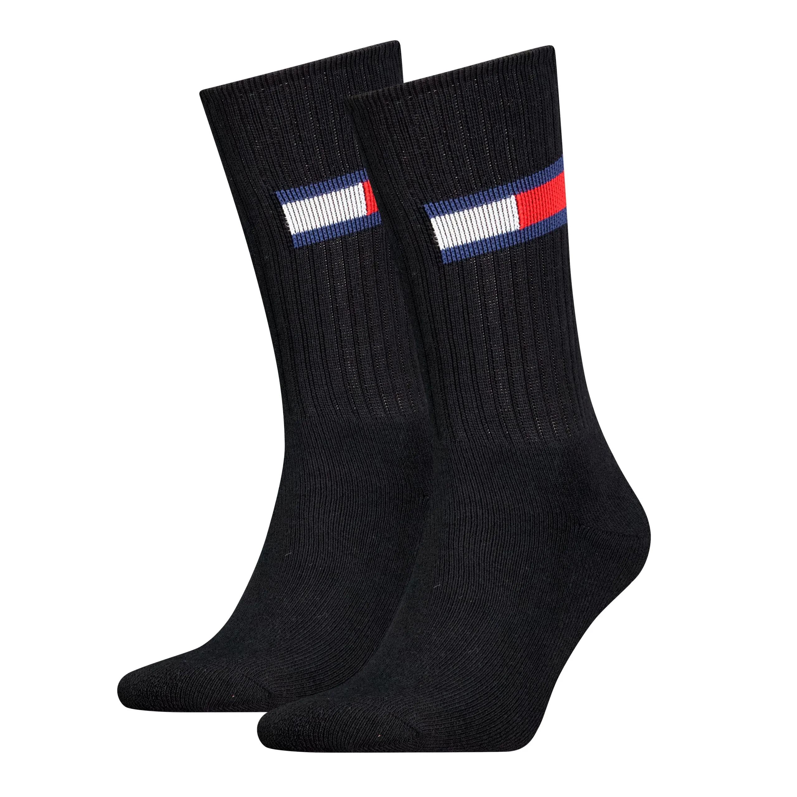 Tommy Jeans Unisex Sportsokken Flag 2-Pack Zwart