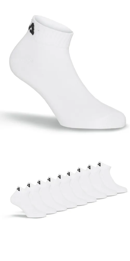 FILA Unisex Quartersokken Text Logo 3-Pack Wit