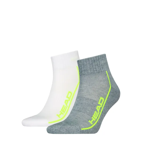 HEAD Unisex Quartersokken Performance 2-Pack Grijs / Wit